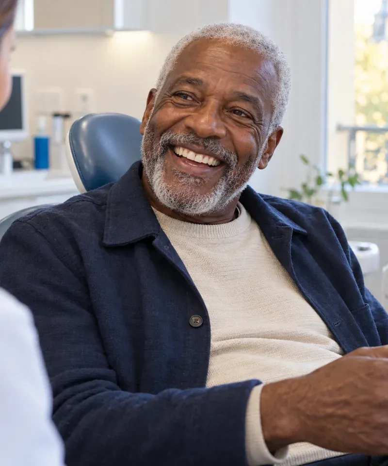 Sourire d’une personne de 65 ans